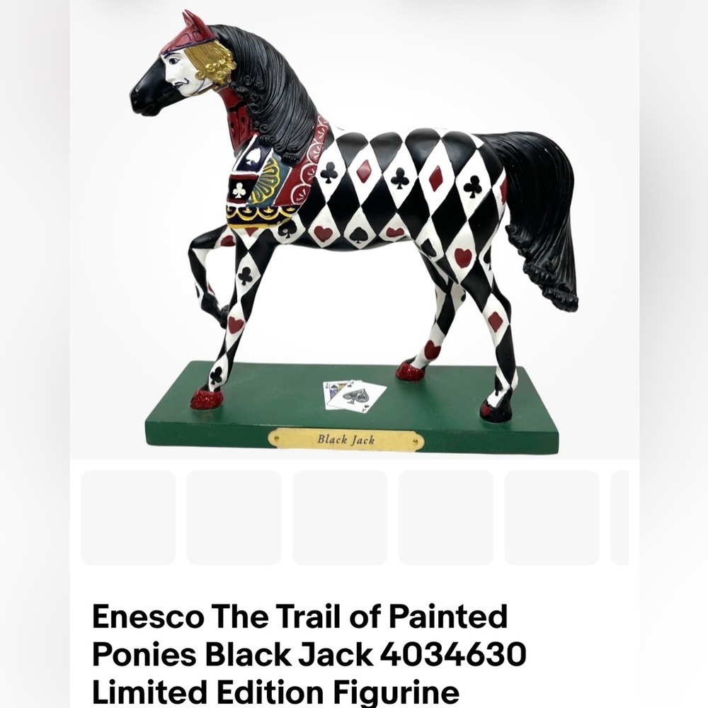 Enesco Black and Red Playing Card Horse Figurine